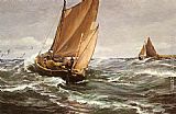 Charles Napier Hemy Canvas Paintings - In Spite of Wind and Weather